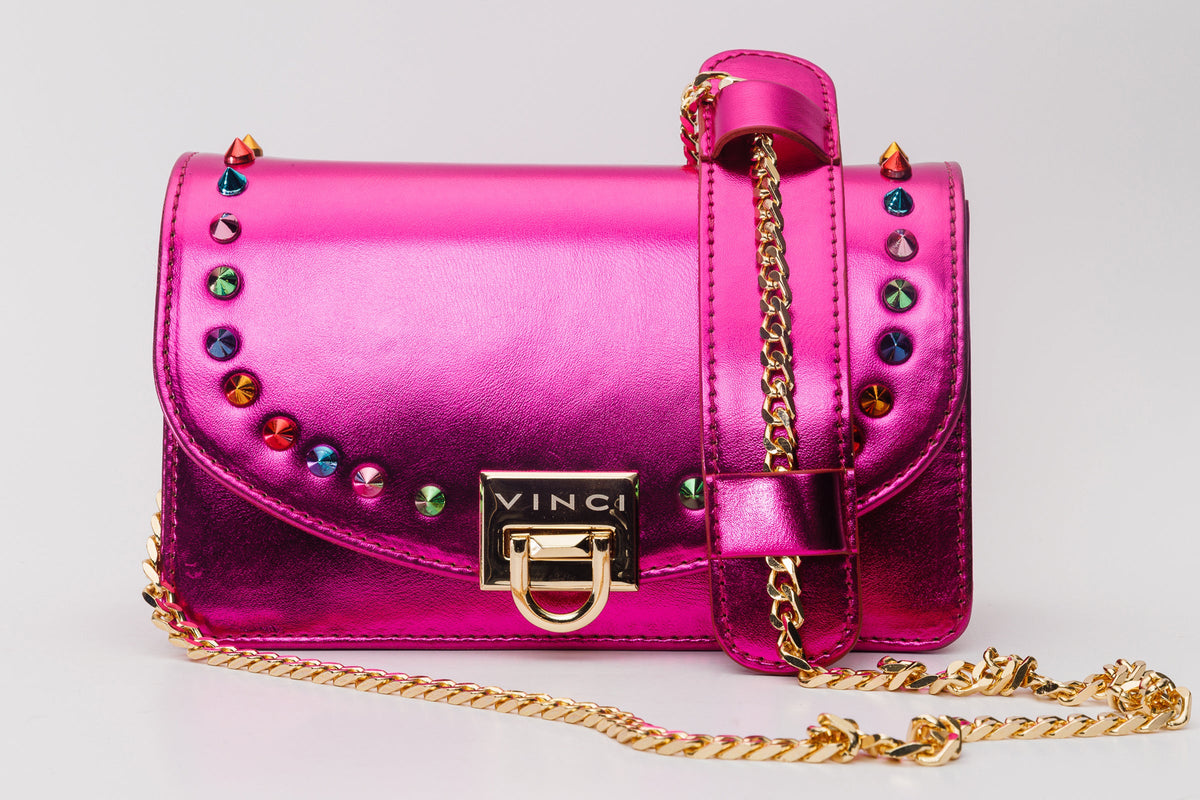 Vinci Leather The Caris Fuchsia Leather Handbag – product view 2