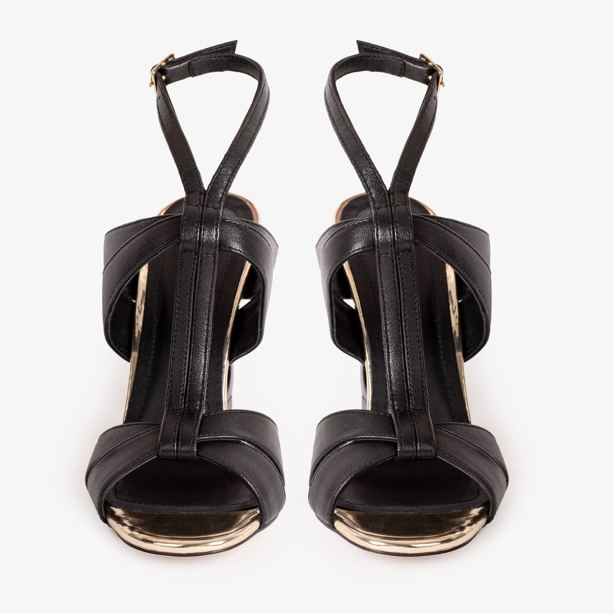 Vinci Leather The Duffryn Black T-Strap Leather Women Sandal – product view 5