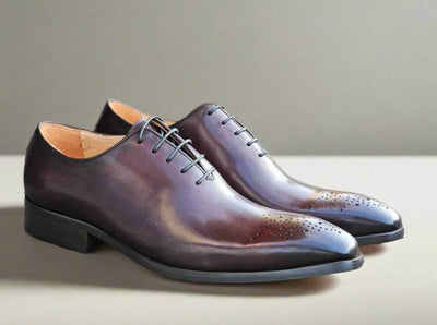 Carrucci Burnished Calfskin Oxford - Chestnut
