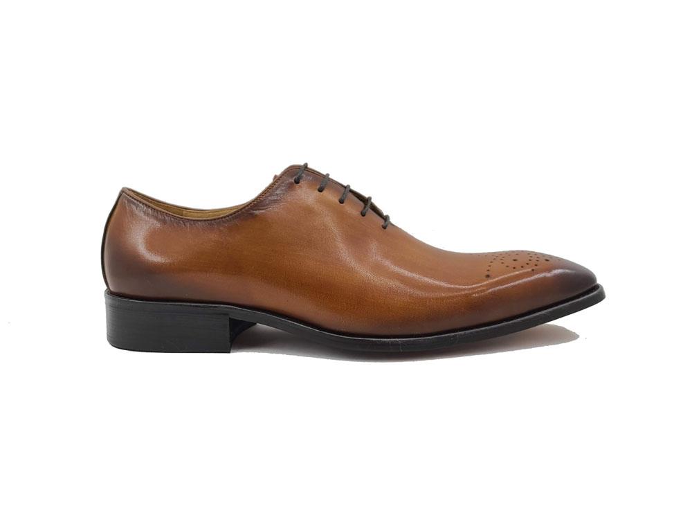 Carrucci Burnished Calfskin Oxford - Cognac