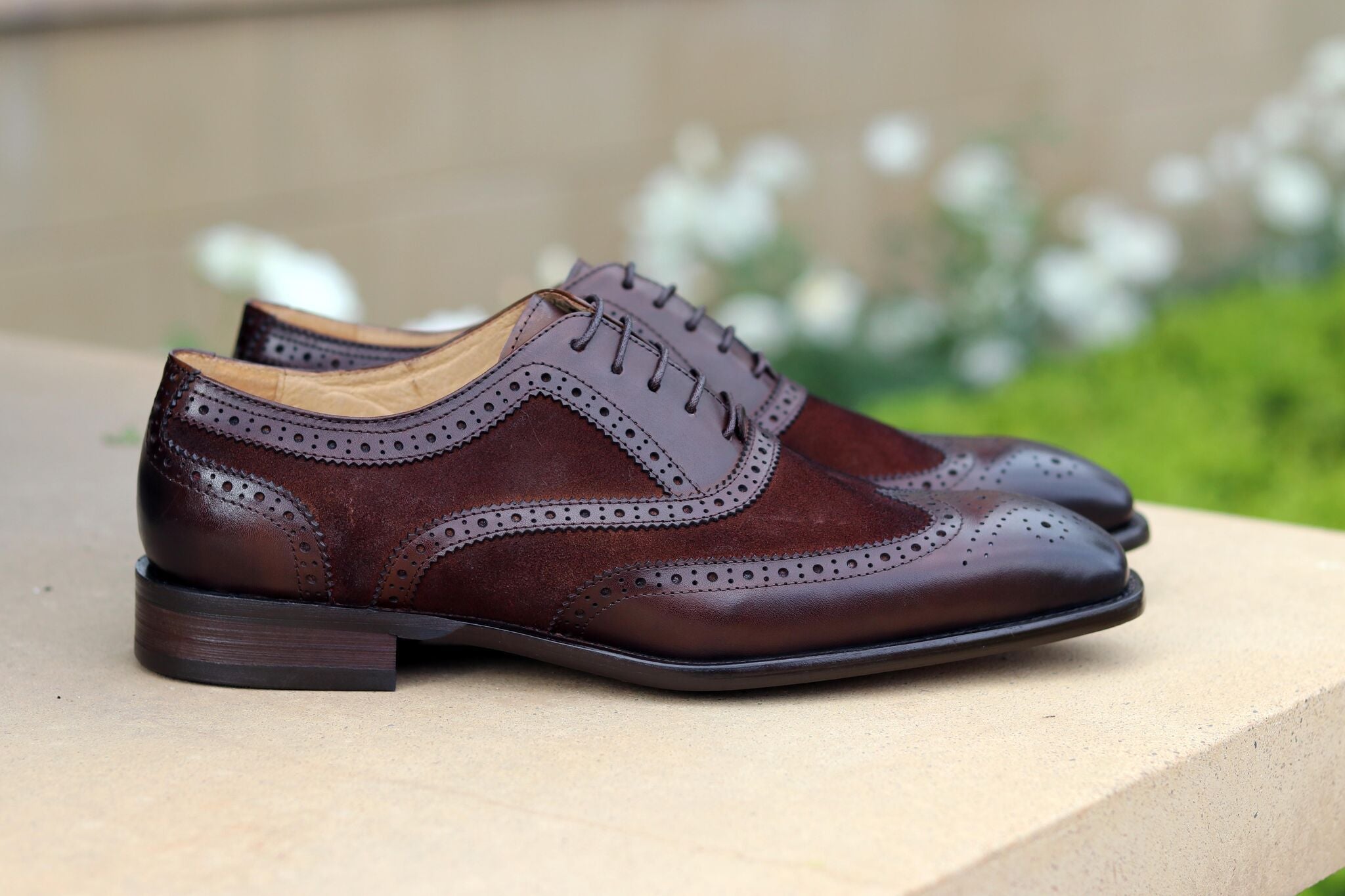 C&E Fashions  Maurice Wingtip Oxford Calfskin Chestnut