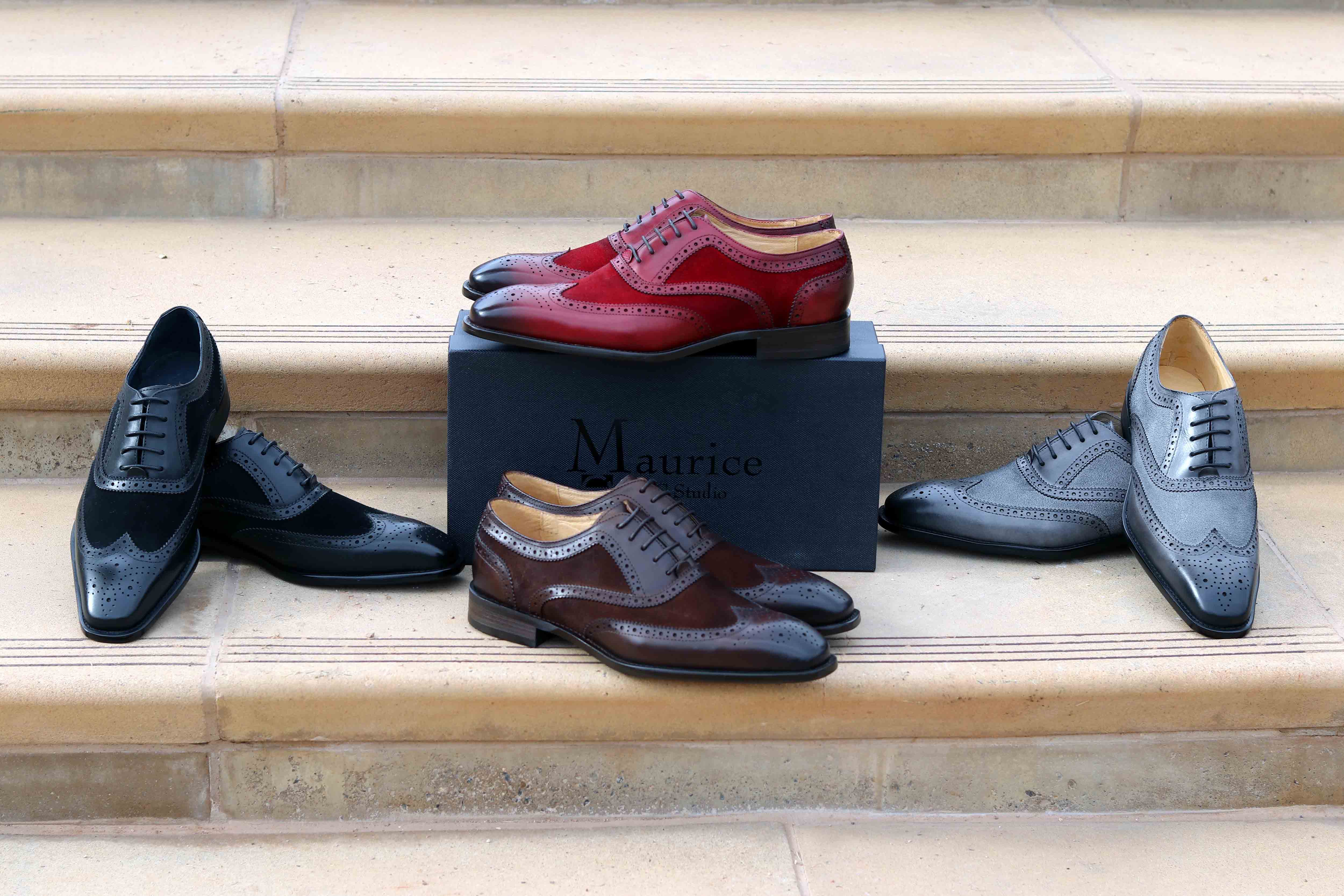 C&E Fashions  Maurice Wingtip Oxford Calfskin Chestnut