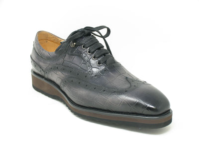 Carrucci Burnished Calfskin Belt - Grey