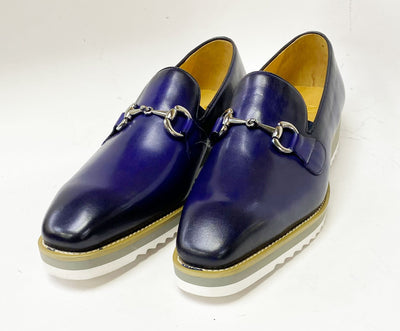 C&E Fashions  Maurice Calfskin Horsebit Loafer - Blue