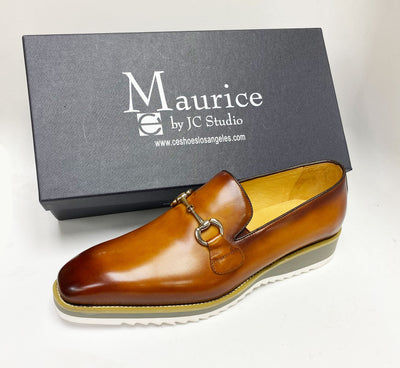 C&E Fashions  Maurice Horsebit Calfskin Loafer - Cognac
