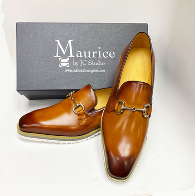 C&E Fashions  Maurice Horsebit Calfskin Loafer - Cognac