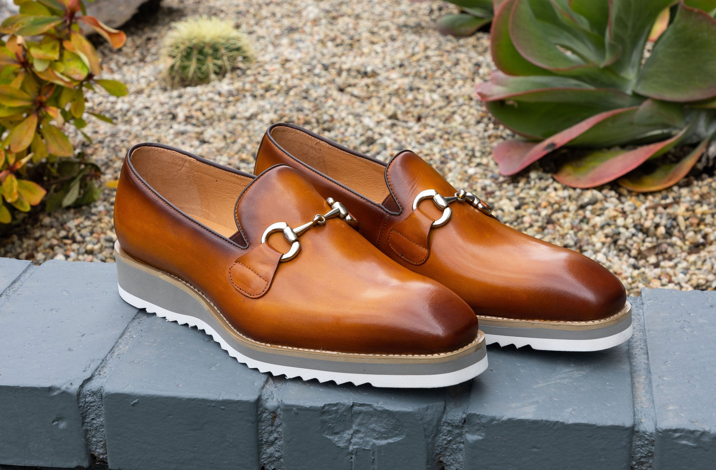 C&E Fashions  Maurice Horsebit Calfskin Loafer - Cognac