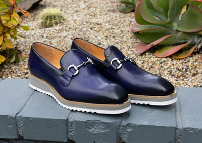 C&E Fashions  Maurice Calfskin Horsebit Loafer - Blue
