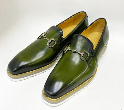 C&E Fashions  Maurice Horsebit Calfskin Loafer - Olive