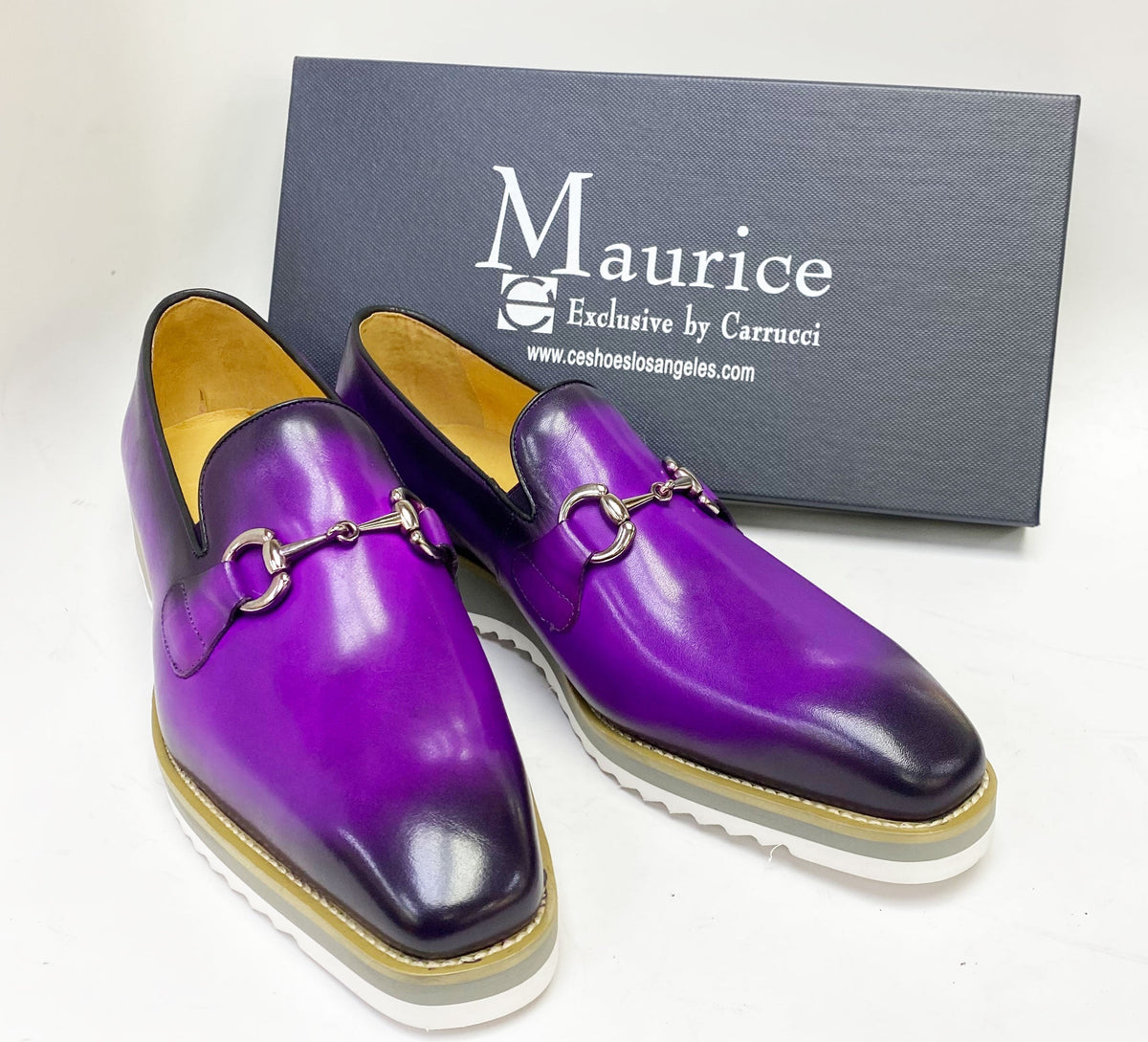 C&E Fashions  Maurice Horsebit Calfskin Loafer - Purple