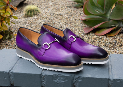 C&E Fashions  Maurice Horsebit Calfskin Loafer - Purple