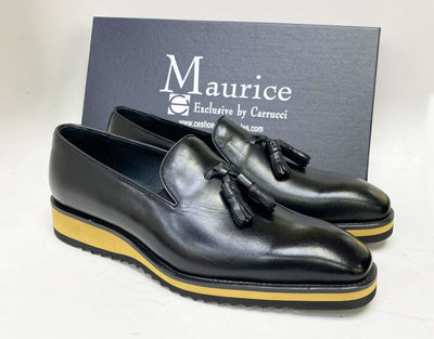 C&E Fashions  Maurice Calfskin Tasseled Loafer - Black