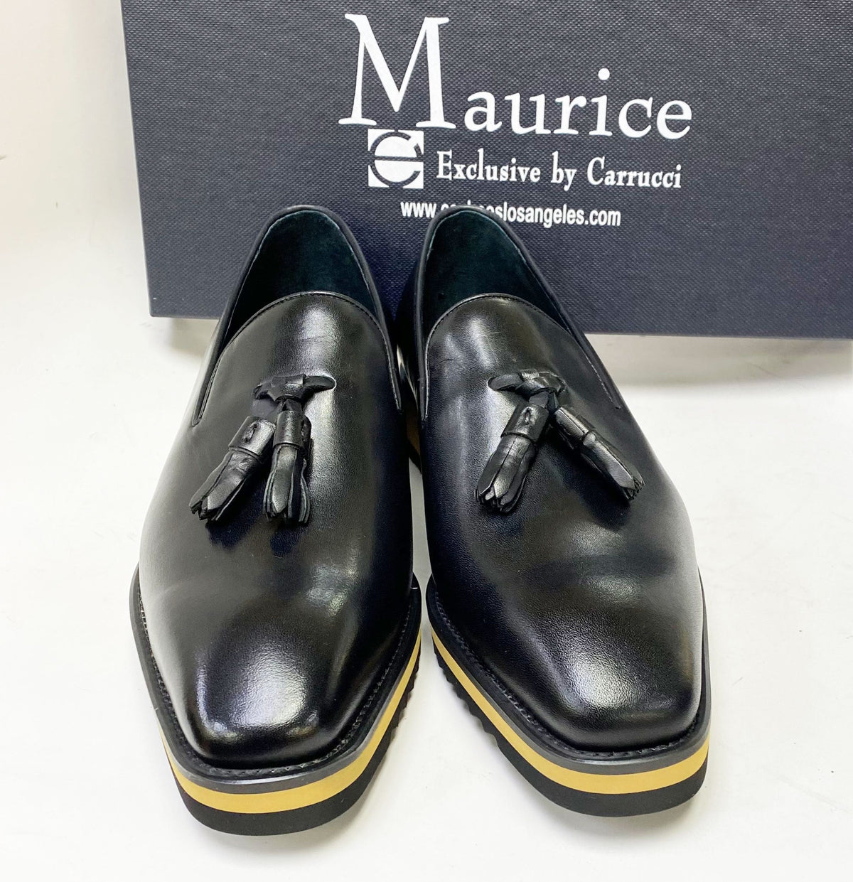 C&E Fashions  Maurice Calfskin Tasseled Loafer - Black