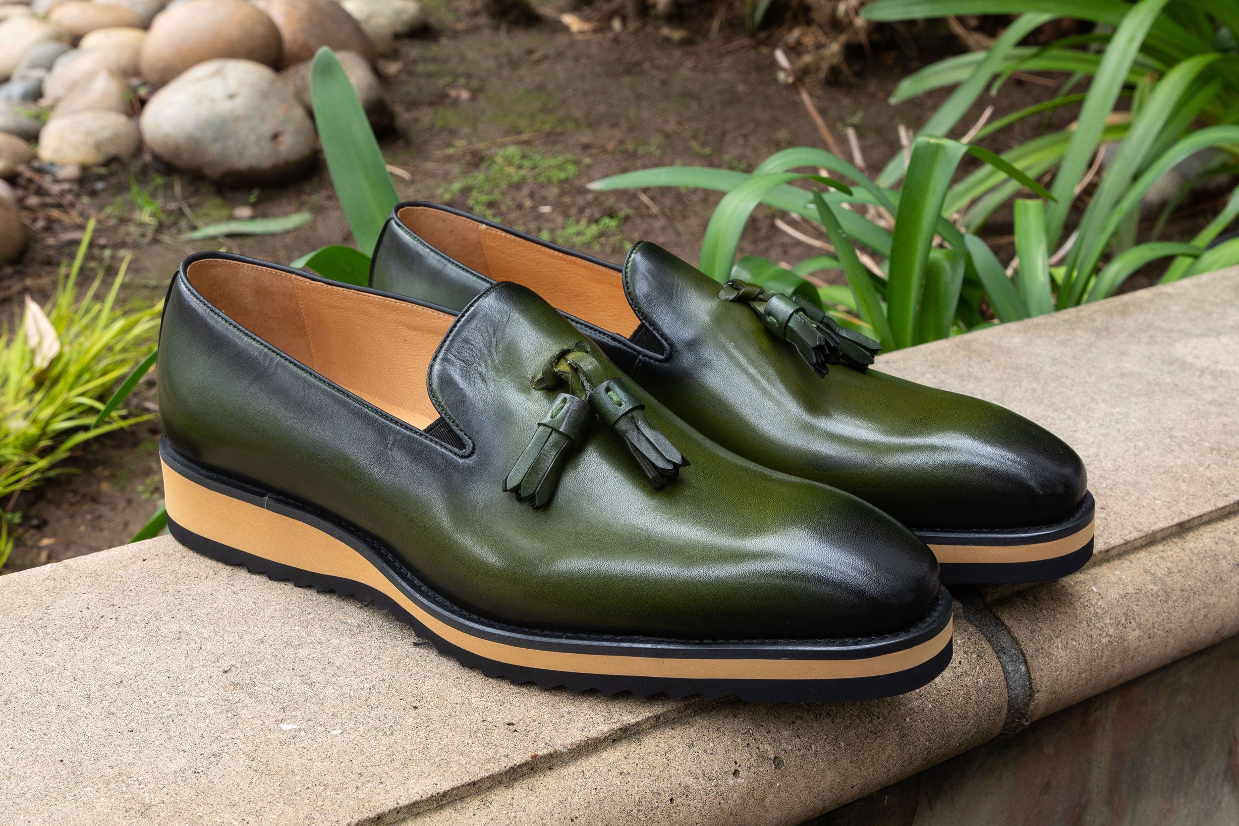 C&E Fashions  Maurice Calfskin Loafer - Olive