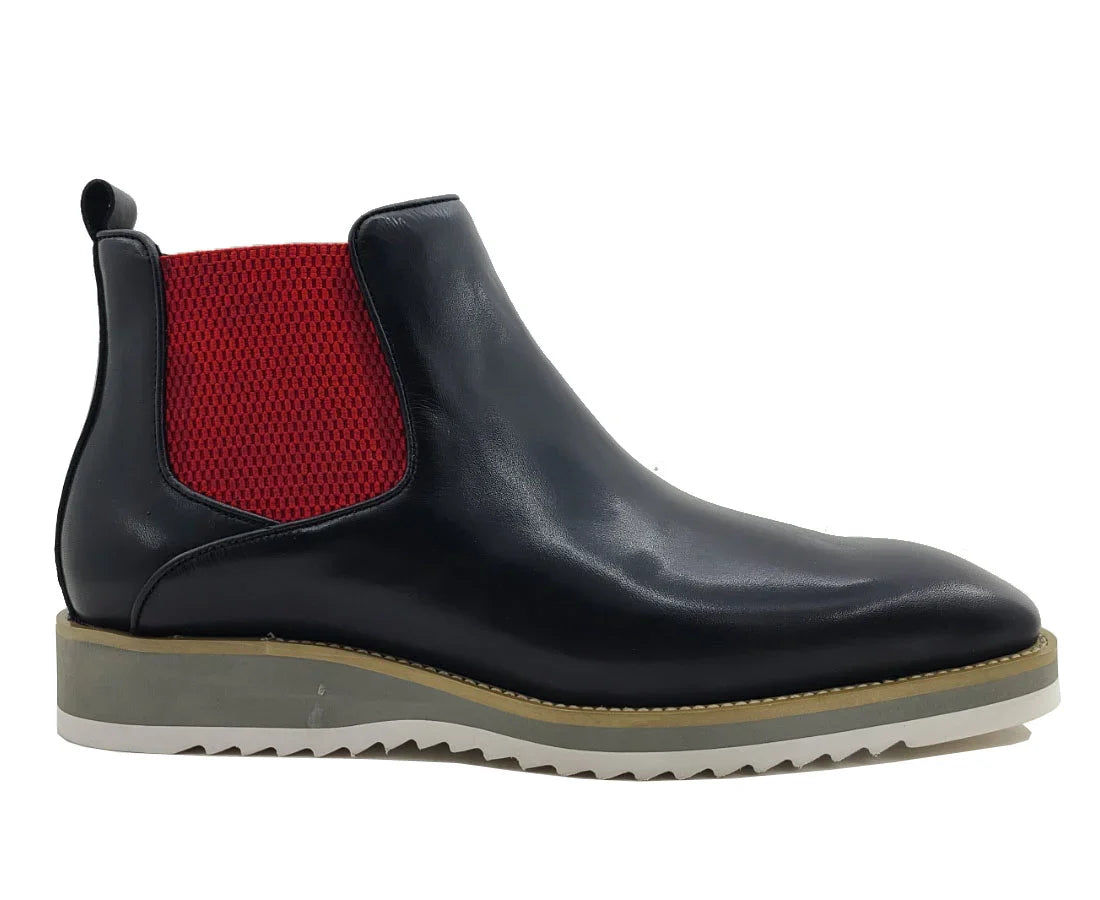 C&E Fashions  Carrucci  Calfskin Boot - Black/Red