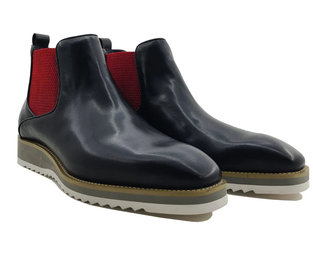 C&E Fashions  Carrucci  Calfskin Boot - Black/Red