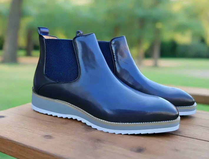 C&E Fashions  Carrucci Calfskin Boot - Blue