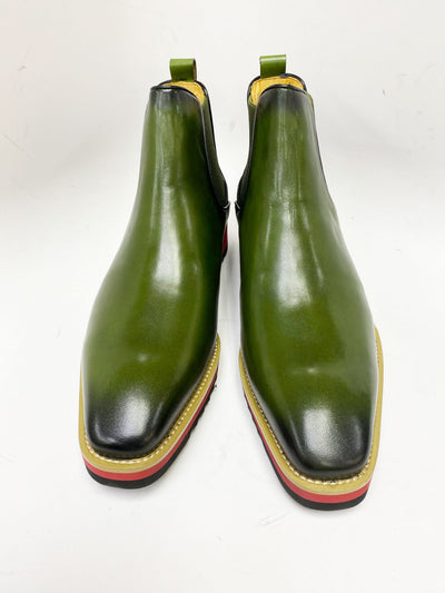 C&E Fashions  Carrucci Calfskin Boot - Olive