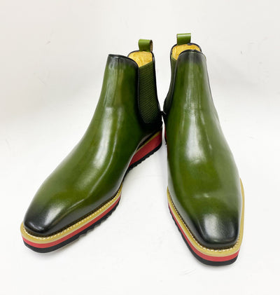 C&E Fashions  Carrucci Calfskin Boot - Olive
