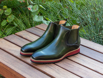 C&E Fashions  Carrucci Calfskin Boot - Olive