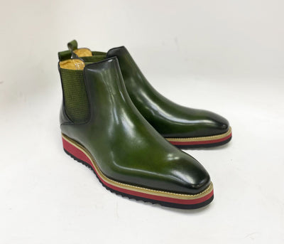 C&E Fashions  Carrucci Calfskin Boot - Olive