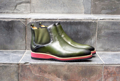 C&E Fashions  Carrucci Calfskin Boot - Olive