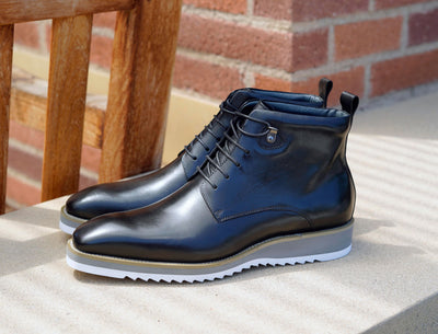 C&E Fashions  Maurice Burnished Calfskin Boot - Black