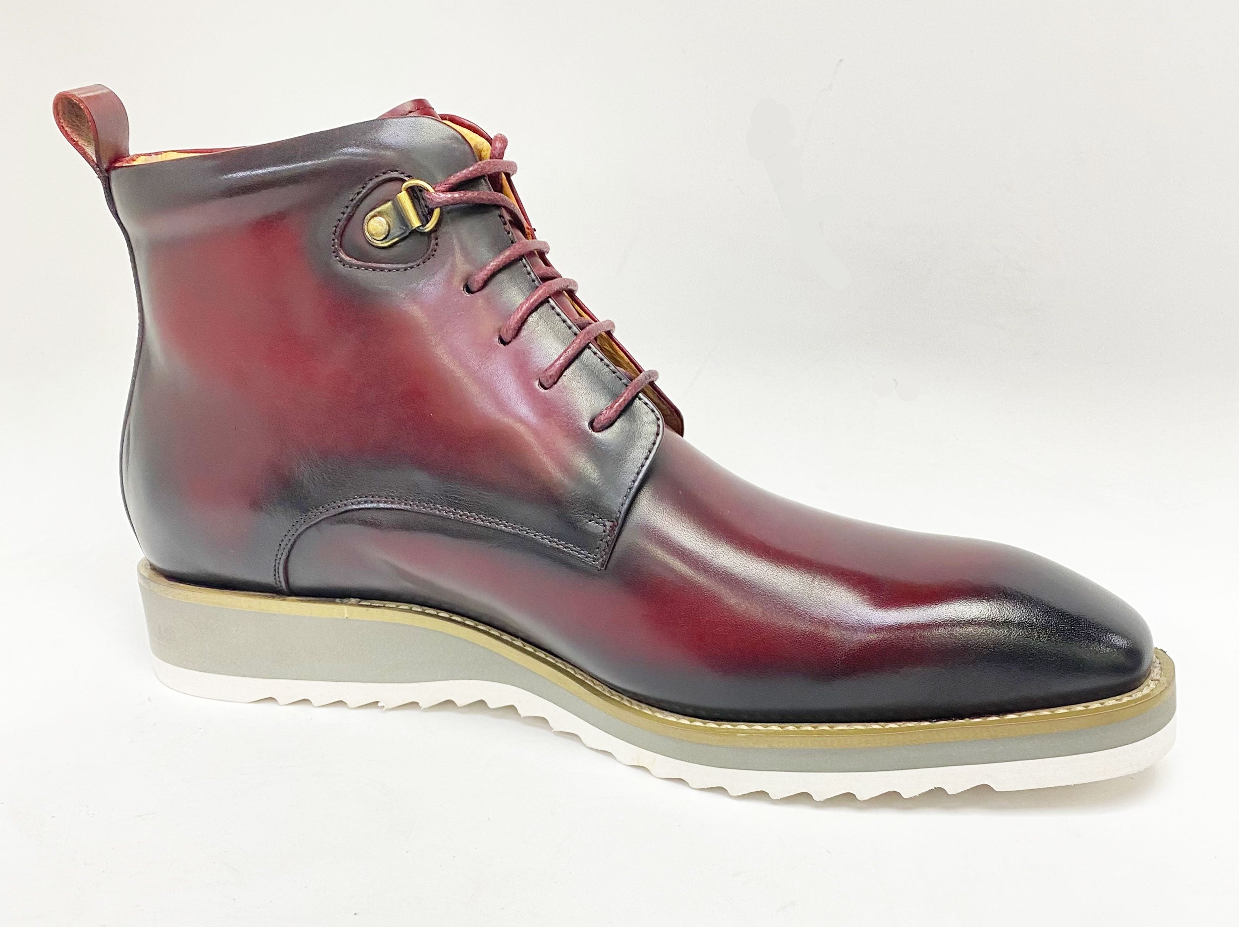 C&E Fashions  Maurice Burnished Calfskin Boot - Burgundy