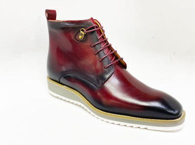 C&E Fashions  Maurice Burnished Calfskin Boot - Burgundy