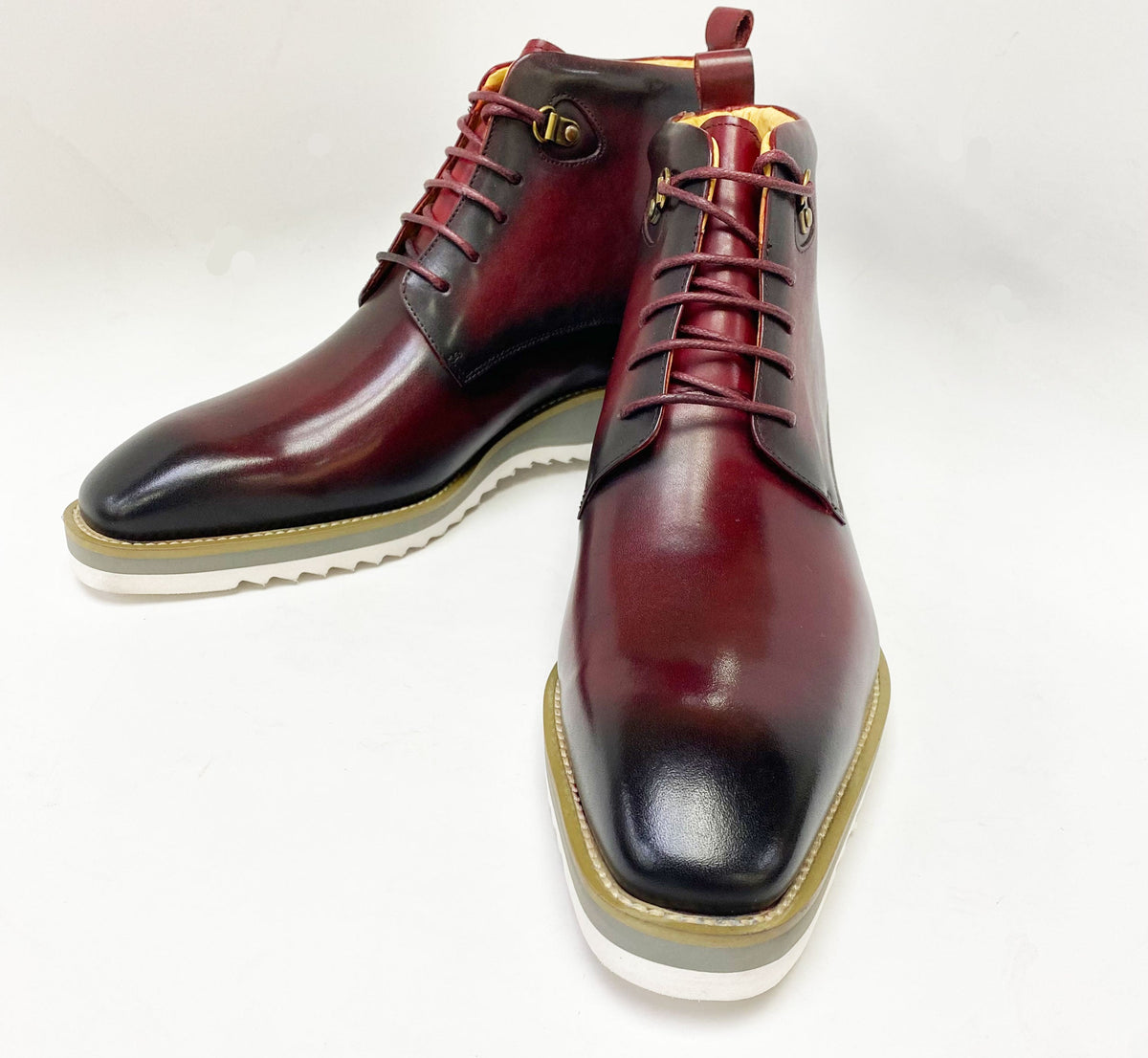 C&E Fashions  Maurice Burnished Calfskin Boot - Burgundy