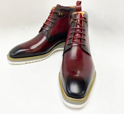 C&E Fashions  Maurice Burnished Calfskin Boot - Burgundy