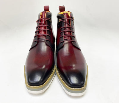 C&E Fashions  Maurice Burnished Calfskin Boot - Burgundy
