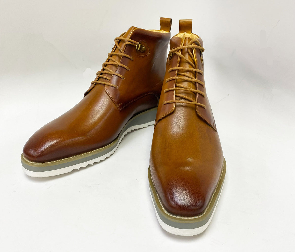 C&E Fashions  Maurice Burnished Calfskin Boot - Cognac