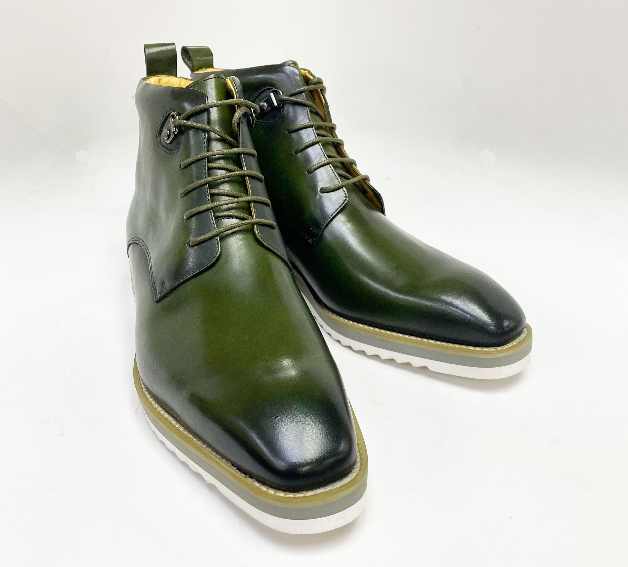 C&E Fashions  Maurice Burnished Calfskin Boot - Hunter Green