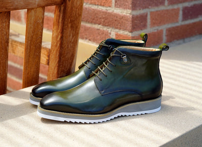 C&E Fashions  Maurice Burnished Calfskin Boot - Hunter Green