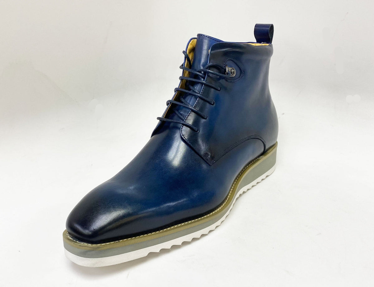 C&E Fashions  Maurice Burnished Calfskin Boot - Navy