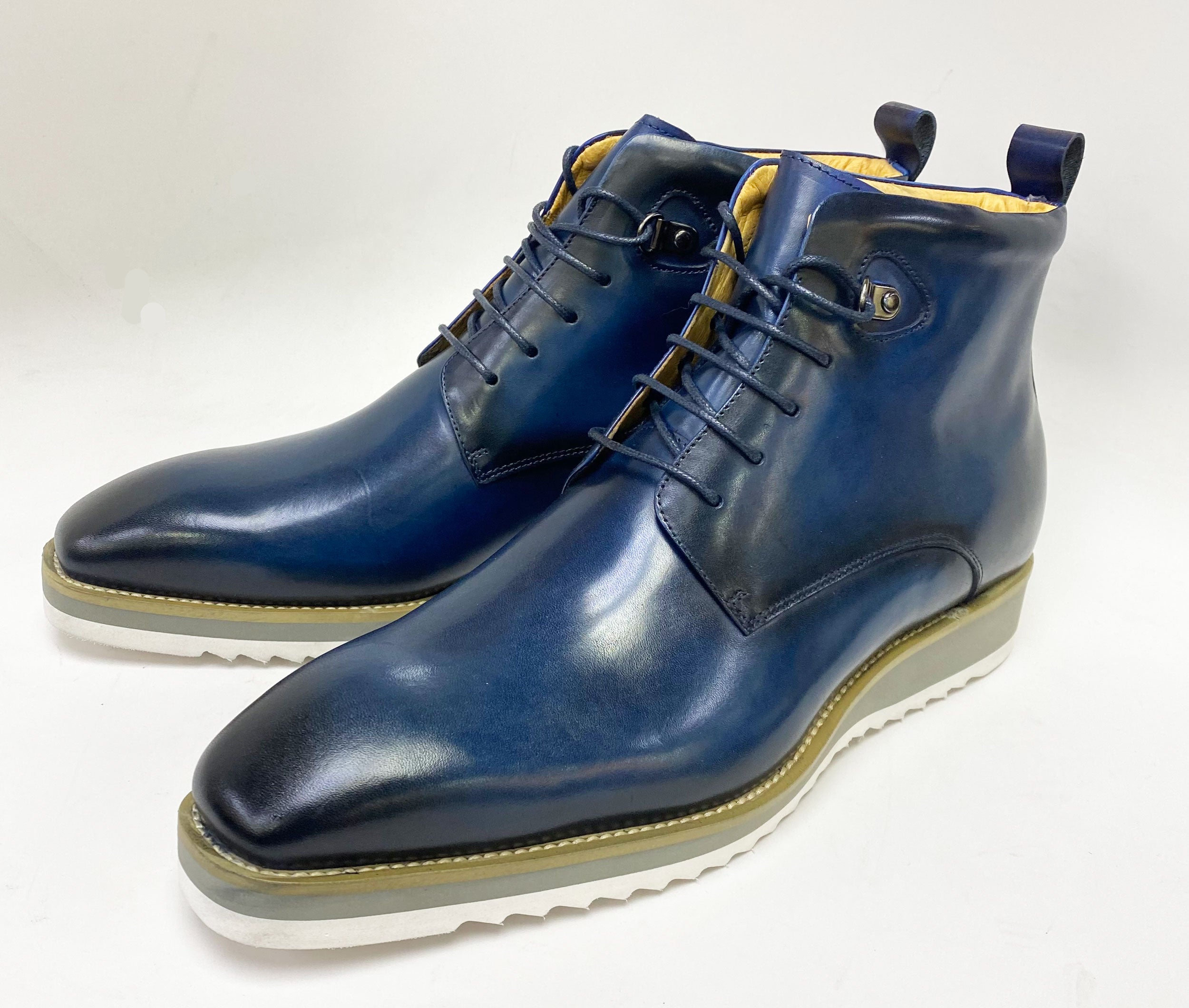 C&E Fashions  Maurice Burnished Calfskin Boot - Navy