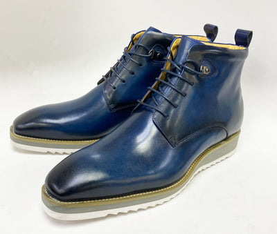 C&E Fashions  Maurice Burnished Calfskin Boot - Navy