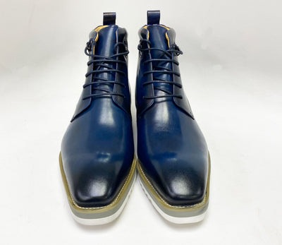 C&E Fashions  Maurice Burnished Calfskin Boot - Navy