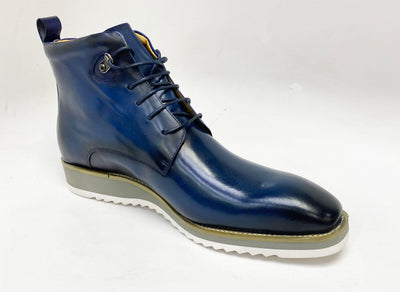 C&E Fashions  Maurice Burnished Calfskin Boot - Navy