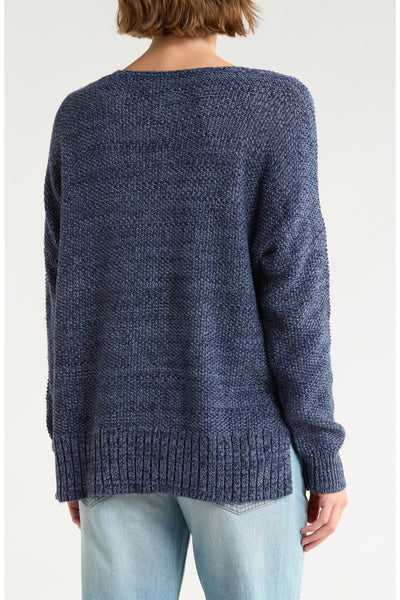 [7WP5056-410] WOMENS LUCKY BRAND SPRING WEIGHT V NECK PULLOVER - AMERICAN NAVY