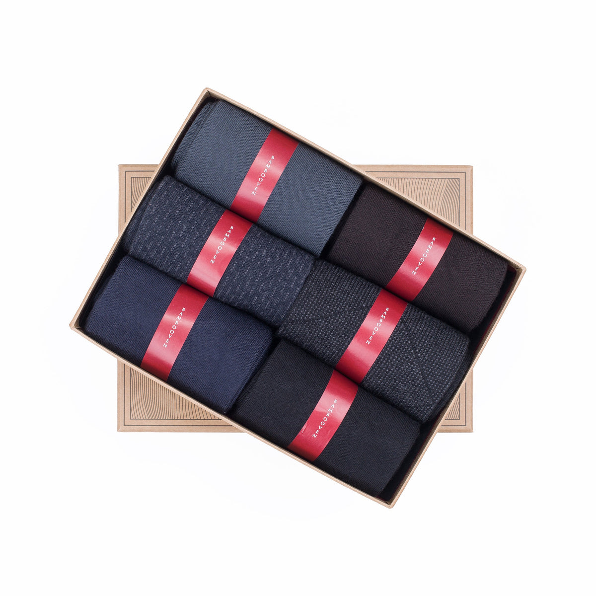 Men’s Bamboo Dress Socks 6-Pack Gift Box, Dark Neutrals