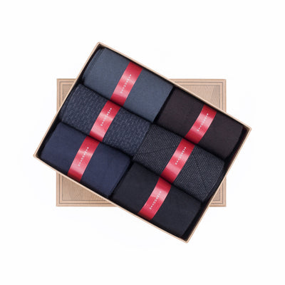 Men’s Bamboo Dress Socks 6-Pack Gift Box, Dark Neutrals
