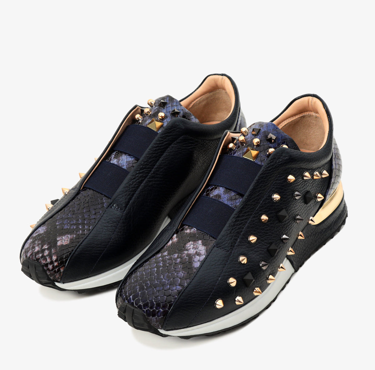 Vinci Leather The Infanta Navy Spike Leather Women Sneaker Limited Edition – product view 2