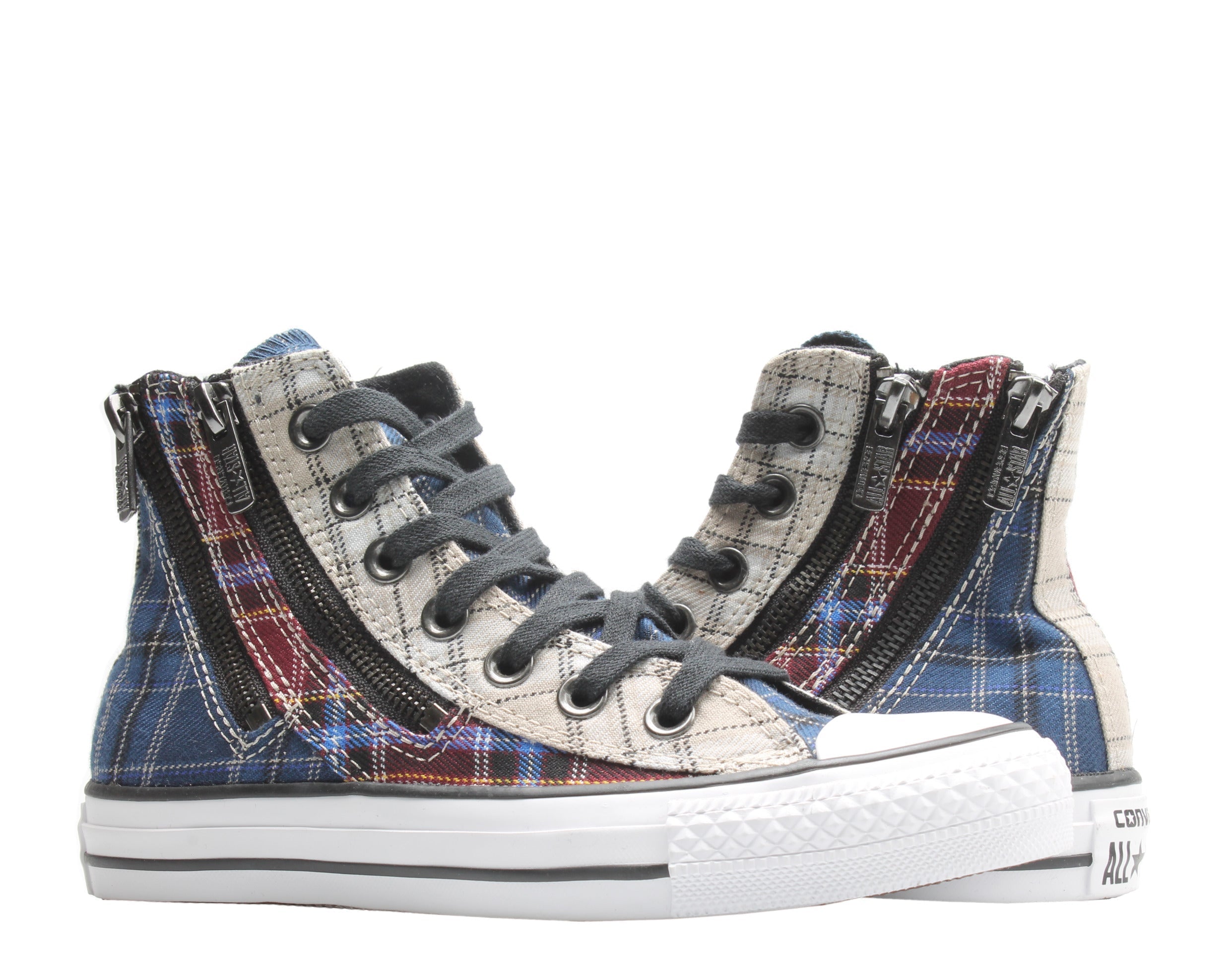 Converse Chuck Taylor All Star Dual Zip Hi Plaid Bordeau Sneakers — White