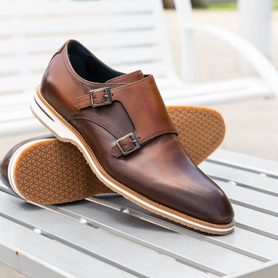 Zelli Italia Men's 55-103-BRN LEGERRA Hand Burnished Italian Calfskin Monkstrap, Brown