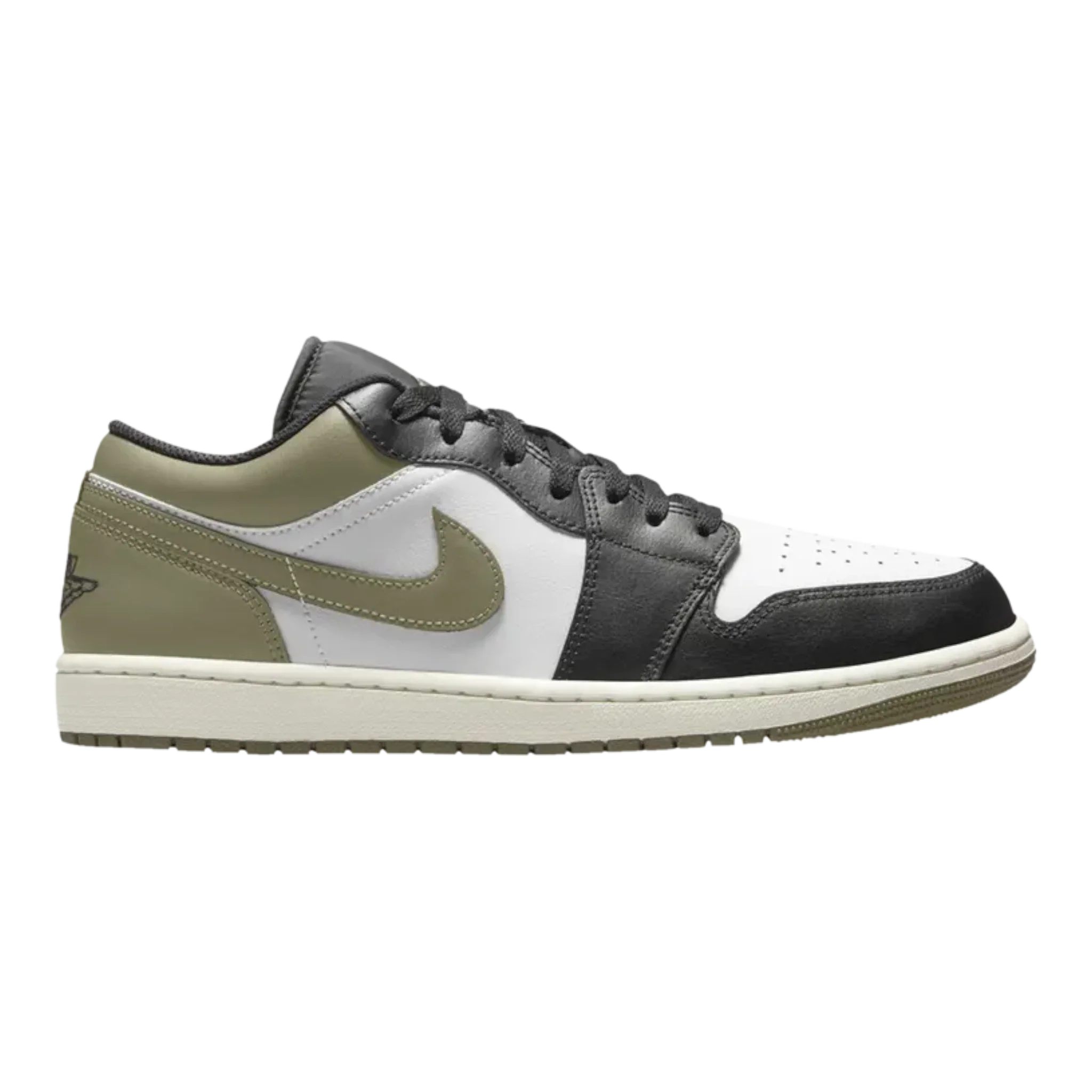 Nike Air Jordan 1 Low Men's Sneakers — White/Black/Medium Olive Low-Top