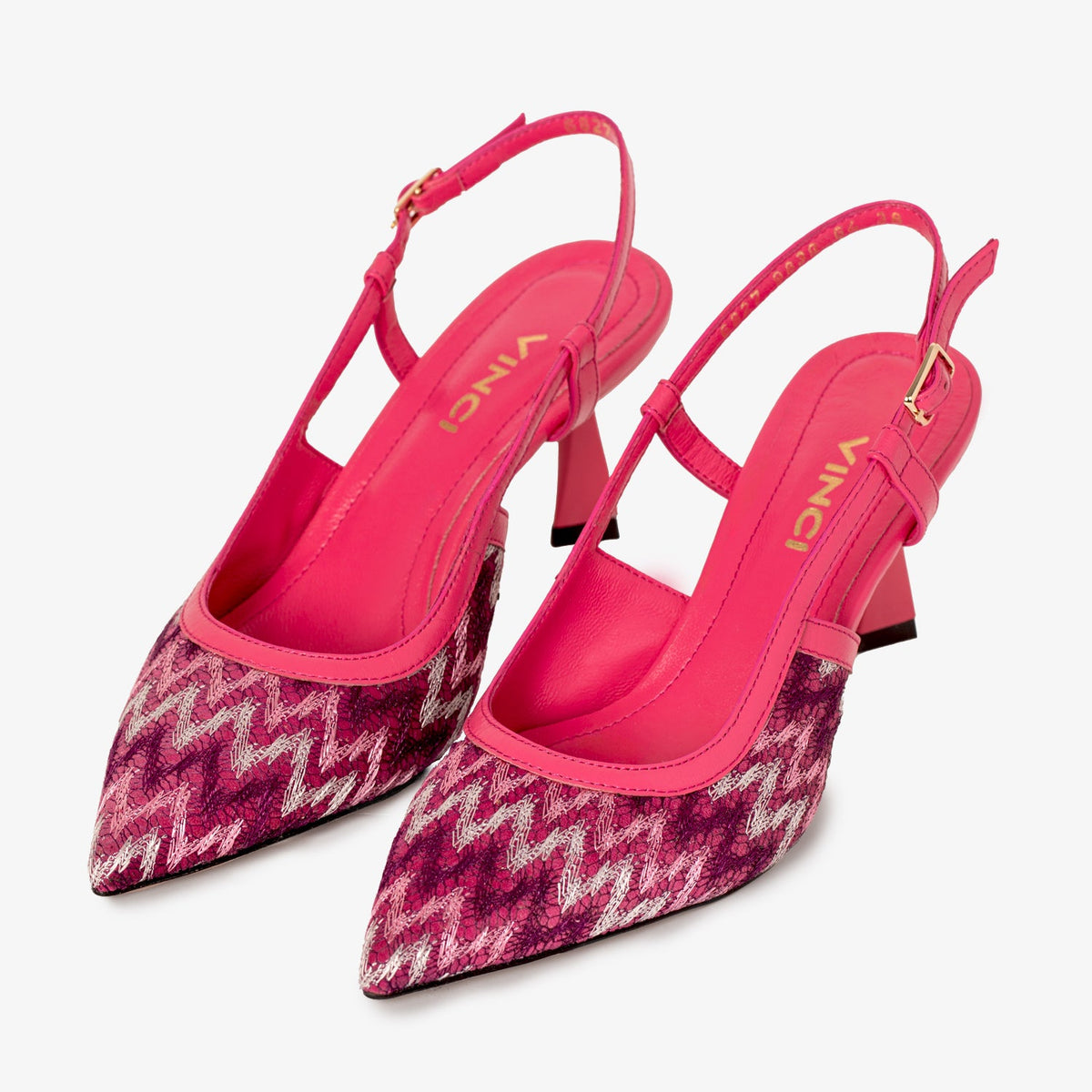 Vinci Leather The Napoli Fuchsia Leather Slingback Women Sandal – product view 2