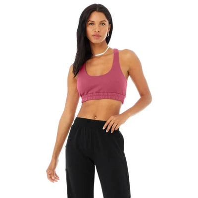 Alo Yoga Small French Terry Scoop Neck Women's Hoodie — Raspberry Sorbet