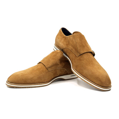 Zelli Italia Men's 56-100-CGN LEGERRA Sueded Goatskin Monkstrap, Cognac